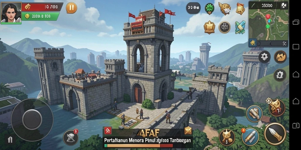 Tampilan gameplay menara pertahanan yang seru dan menantang.