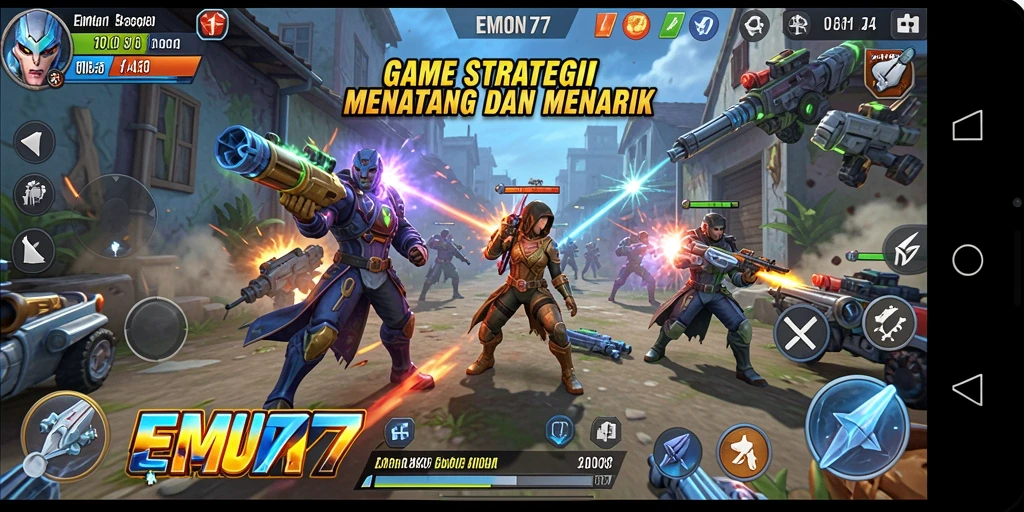 Tampilan gameplay strategi yang seru dan mendebarkan di EMON77.