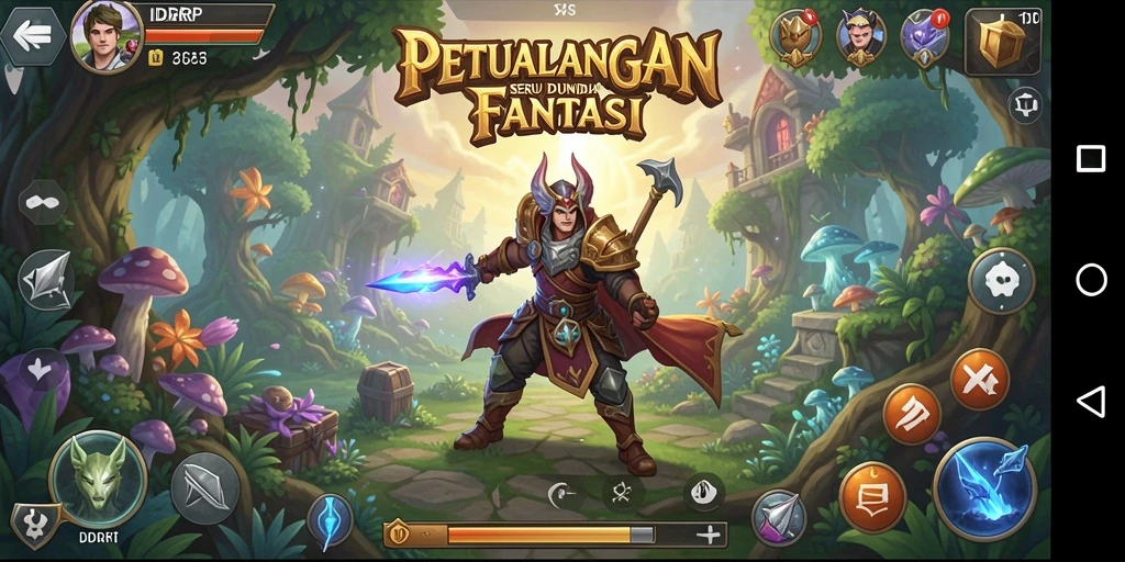 Screenshot gameplay utama IDRRP menunjukkan petualangan seru di dunia fantastis.