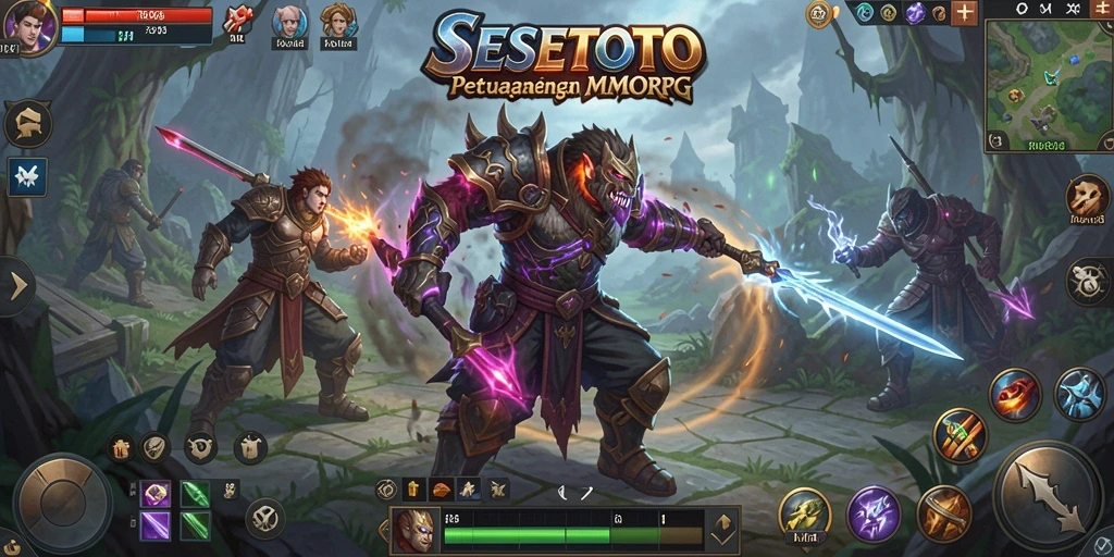 Tangkapan layar SESETOTO menampilkan aksi seru dalam pertempuran MMORPG.